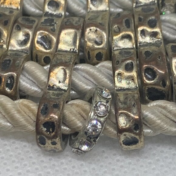 Lana Bib Statement Necklace 4 Strand Rope Silvertone w Crystals - Picture 4 of 5